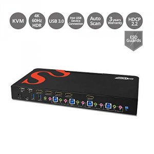 Siig CE-H25611-S1 Kvm Ce-h25611-s1 4pt Hdmi2.0 4k Hdr Kvm Switch W Usb