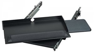 Black RM385 19in Sliding Pivoting Keyboard Tray With