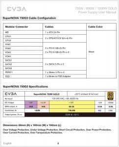 Evga 220-G3-0750-X1 Power Supply 220-g3-0750-x1 Supernova 750 G3 80+ G