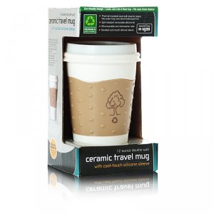 Twie HS0810 Ceramic Travel Mug 12 Ounce Double Wall With Cool Touch Si