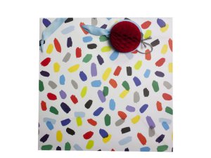 Bulk DC203 Medium White Gift Bag Paint Printed In Assorted Colors