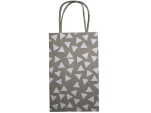 Bulk DC198 Small Gray Giftbag With Printed White Triangles