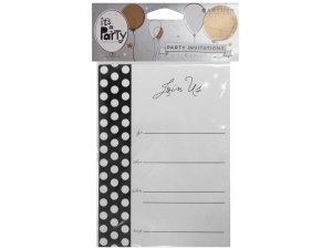 Bulk SA681 8 Count Black  White Dot Party Invitations