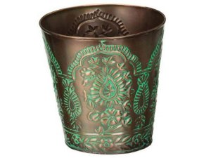 Bulk HL375 4 Inch Tapered Metal Planter With Paisley Design