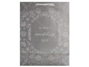 Bulk GB191 Silver Wedding Day Gift Bag Wtissue Silver Wedding Day