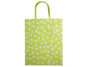 Bulk DC197 Medium Green Gift Bag With Printed White Triangles