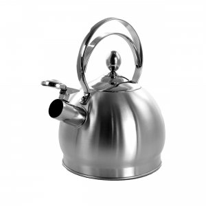 Megachef MGKTL-1015 2.8 Liter Round Stovetop Whistling Kettle In Brush