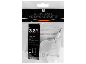 Bulk EC419 Retractable Headphone Splitter Cable In White