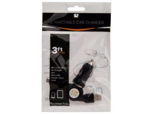 Bulk EC417 Mini Car Charger With Retractable Micro Usb Cable