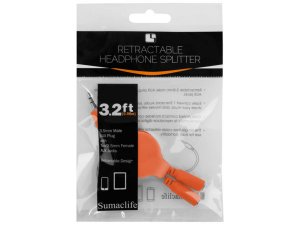 Bulk EC423 Retractable Headphone Splitter Cable In Orange