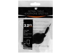 Bulk EC420 Retractable Headphone Splitter Cable In Black