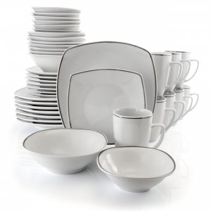 Gibson 124205.40 Home Platinum 40 Piece Fine Ceramic Dinnerware Set