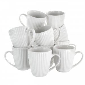 Elama EL-ELLE12PC Elle 12 Piece Round Porcelain Mug Set In White