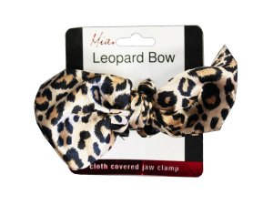 Bulk KA658 Leopard Bow Super Clamp Hair Clip