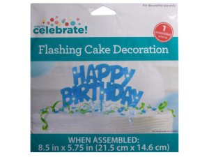 Bulk PC914 Flashing Cake Decoration Happy Birthday In Blue