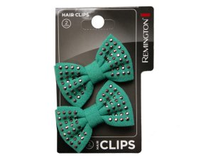 Bulk CA563 2 Count Studded Bow Salon Hair Clips