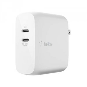 Belkin WCH003DQWH Dual Usbc Pd Gan Wall Chrg 68w