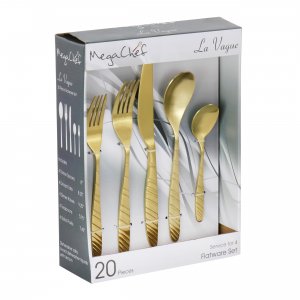 Megachef MCFW-LA VAGUE-MATTEGOLD La Vague 20 Piece Flatware Utensil Se