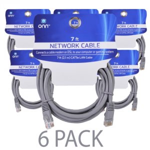 Onn 4ONN54210 (6-pack) 7'   Category 5e (cat5e) Utp Ethernet Patchcabl