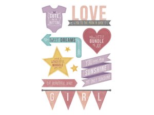 Bulk CH378 Momenta 10 Piece Baby Girl Foam Stickers