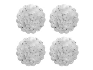 Bulk CH313 4 Piece White And Silver Tissue Paper Flowers