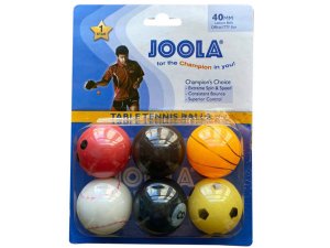 Bulk DI697 Joola 6 Pack Sport Themed Tabletennis Balls