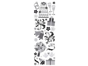 Bulk CH398 Momenta Silver Glitter Stickers With 29 Wedding Images