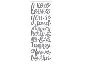 Bulk CH424 Momenta Puffy Silver Stickers With 17 Romantic Phrases