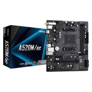 Asrock A520M/AC Socket Am4 Amd A520 Ddr4 Sata3usb3.2 M.2 Wifibluetooth