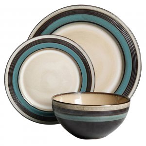 Gibson 116858.12 Everston 12-piece Dinnerware Set In Teal