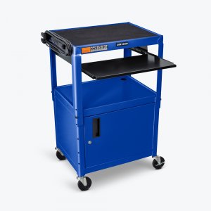 Luxor AVJ42KBC-RB Adjustable Height Blue Metal Av Cart W Pullout Keybo