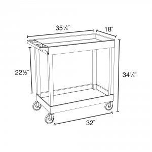 Luxor EC11SP5-B Black 18x32 2 Tub Cart W Sp5 Casters