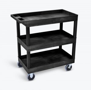 Luxor EC111HD-B Hd High Capacity 3 Tub Shelves Cart In Black