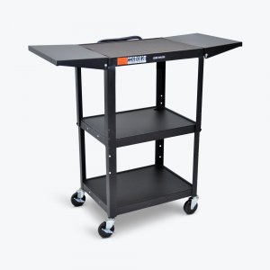 Luxor AVJ42DL Adjustable-height Steel Av Cart - Drop Leaf Shelves