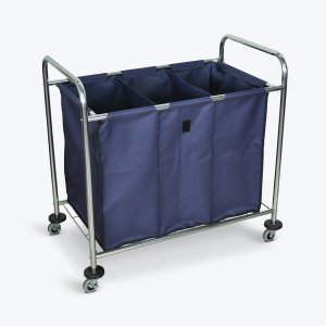 Luxor HL15 Industrial Laundry Cart W Steel Frame  Navy Canvas Bag W Di