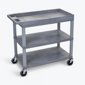 Luxor EC122-G High Capacity 2 Flat And 1 Tub Shelf Cart In Gray