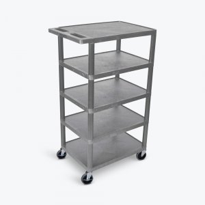 Luxor BC50-G Five Flat Shelf Gray Utility Cart