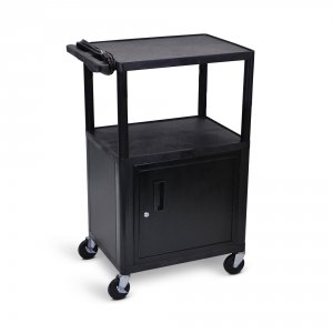 Luxor LE42C-B Black Endura 3 Shelf Av Cart W Cabinet