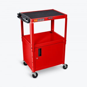 Luxor AVJ42C-RD Red 42 Adj Height Cart W Cabinet