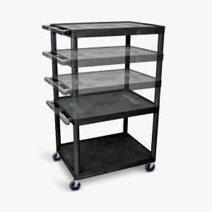 Luxor LELDUO-B Black Endura Multi-height 3 Shelf Av Cart