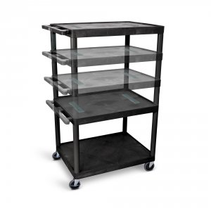 Luxor LELDUO-B Black Endura Multi-height 3 Shelf Av Cart