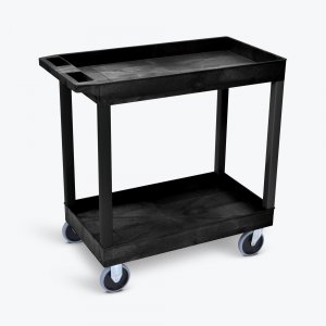 Luxor EC11HD-B Hd High Capacity 2 Tub Shelves Cart In Black