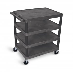 Luxor BC40-B Four Flat Shelf Black Utility Cart