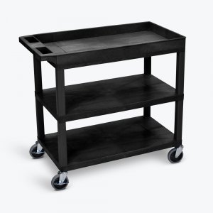 Luxor EC122-B High Capacity 2 Flat And 1 Tub Shelf Cart In Black