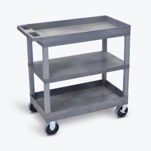 Luxor EC121HD-G Gray Ec121hd 18x32 Cart With 2 Tub Shelves And 1 Flat 