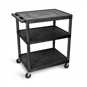 Luxor LE40-B Black Endura Cart W 3 Shelves