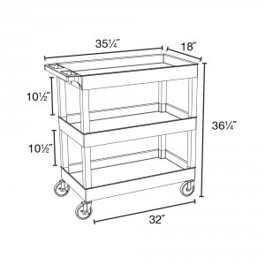 Luxor EC111SP5-G Gray 18x32 3 Tub Cart W Sp5 Casters