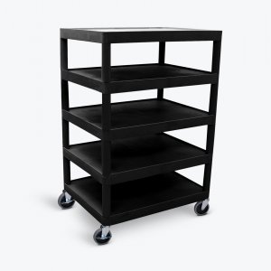 Luxor BC55-B Five Flat Shelf Black Utility Cart