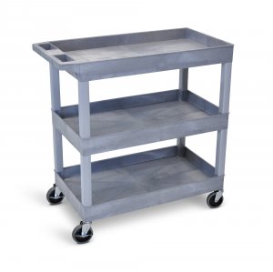 Luxor EC111-G High Capacity 3 Tub Shelves Cart In Gray