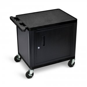 Luxor LP26CE-B Black 2 Shelf Av Cart W Cabinet 26 H